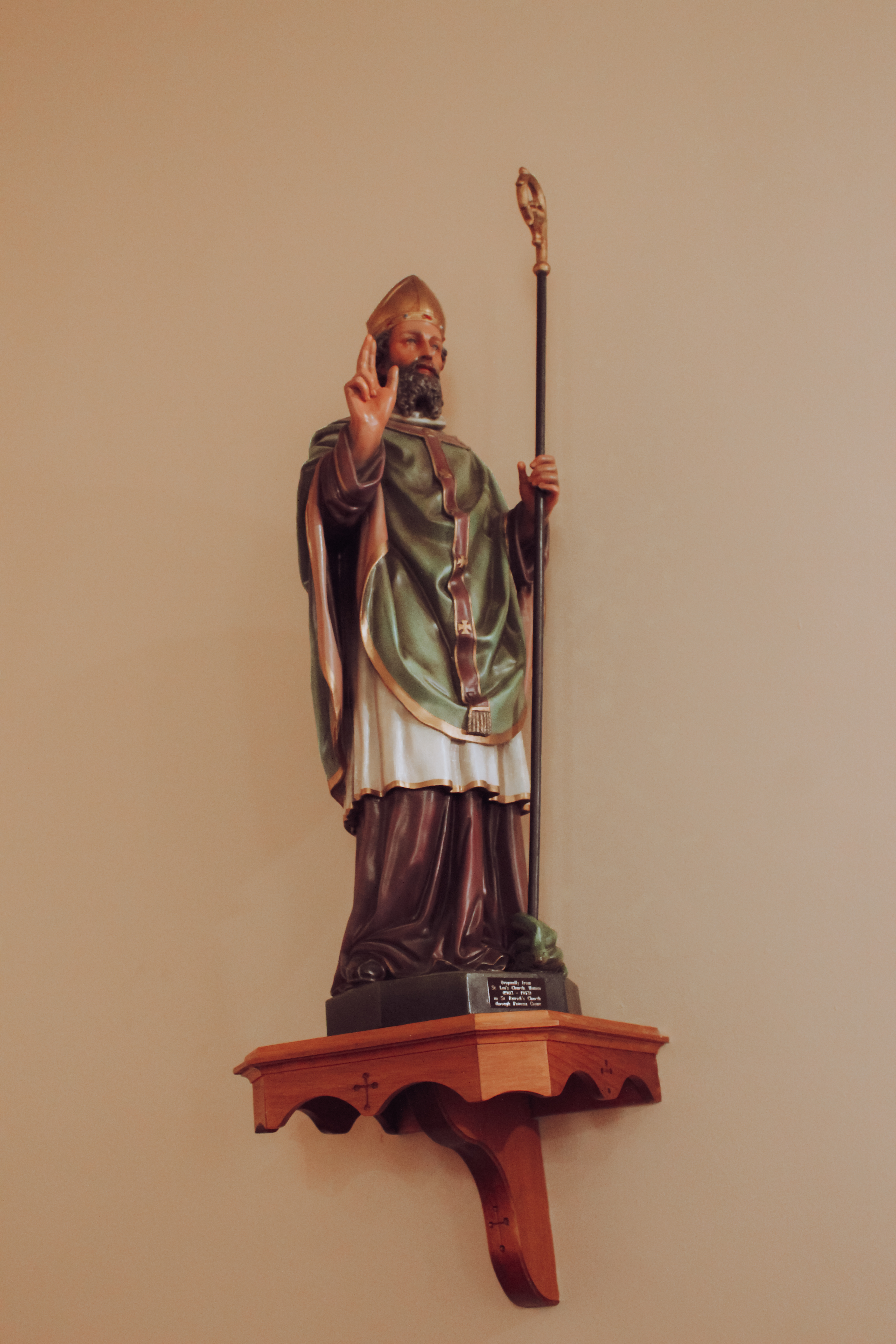The statue of St. Patrick at St. Patrick's Church