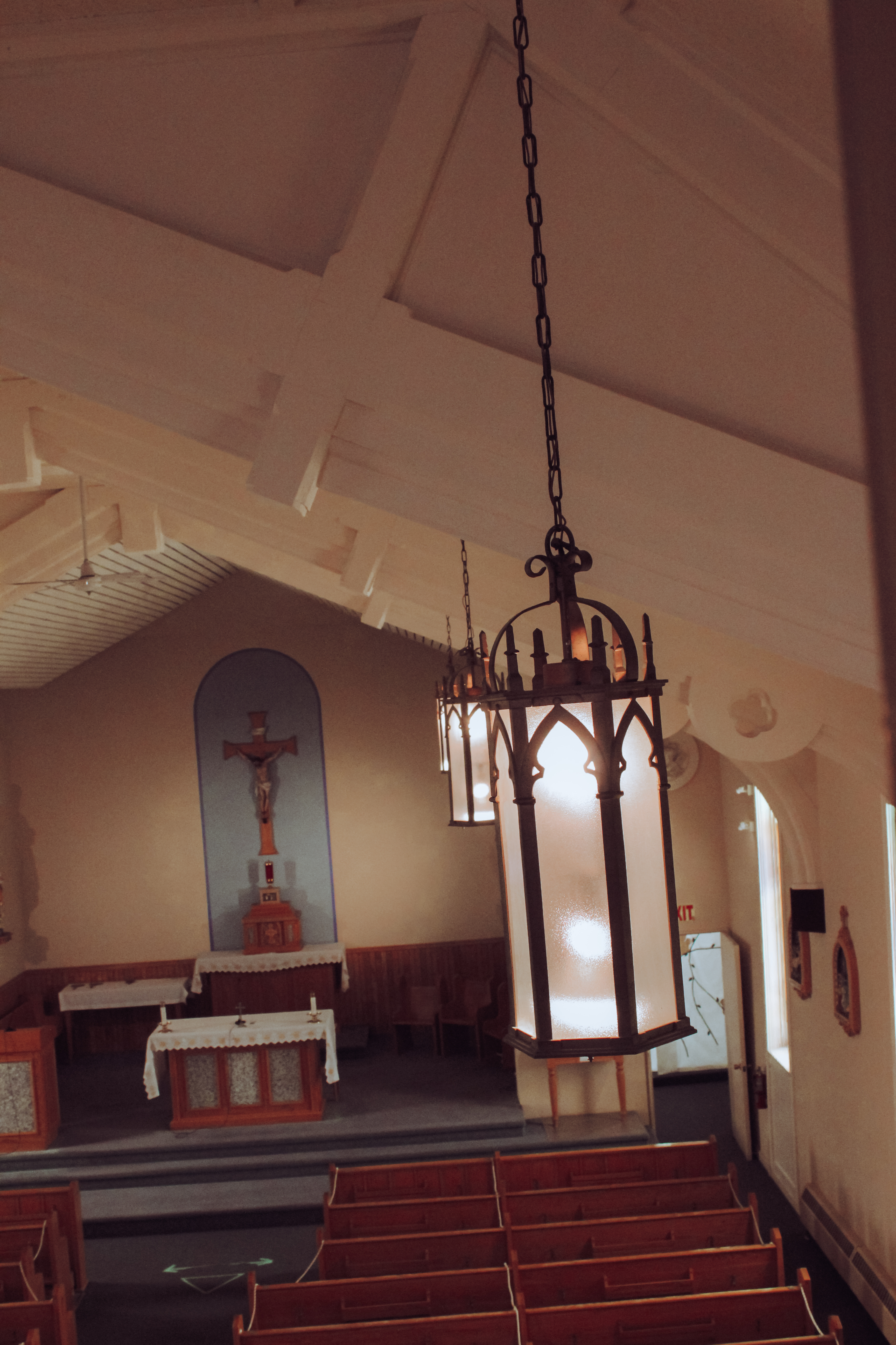 A view of the lights at St. Pats, a view of the altar and nave can be seen below